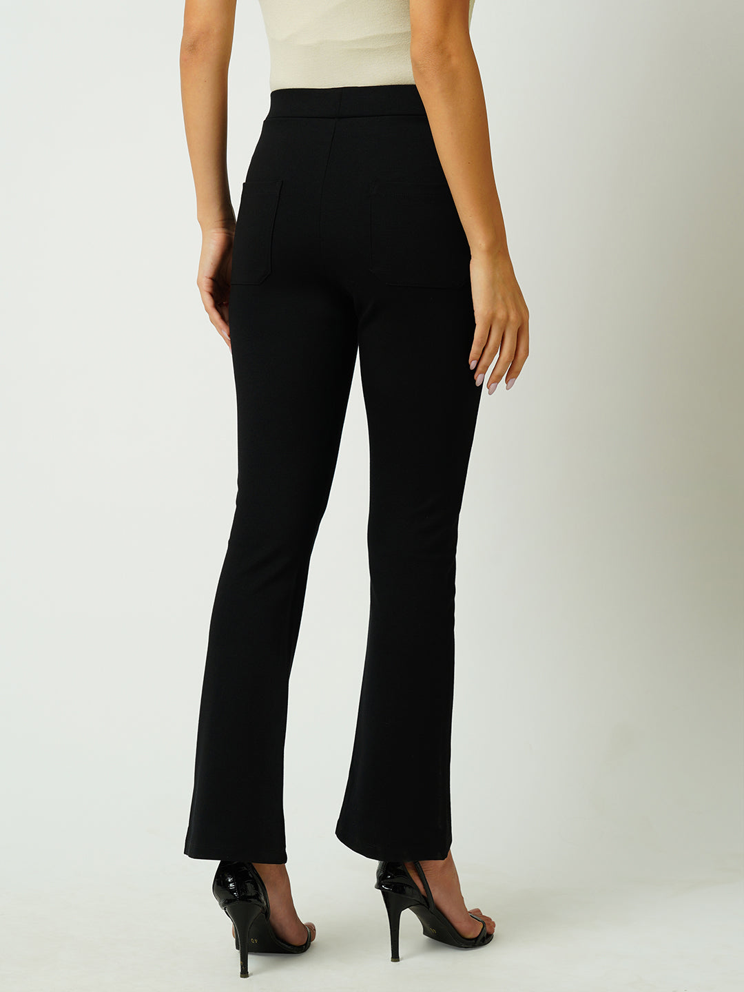 Women Black Mini Flare Treggings