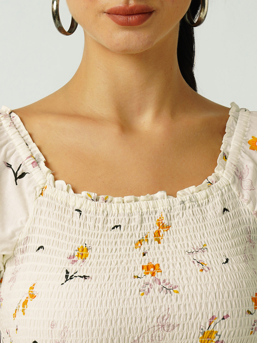 Women Off White Crop Top