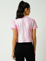 Women Pink Tye Dyed Tie & Dye Short Sleeves T-Shirts