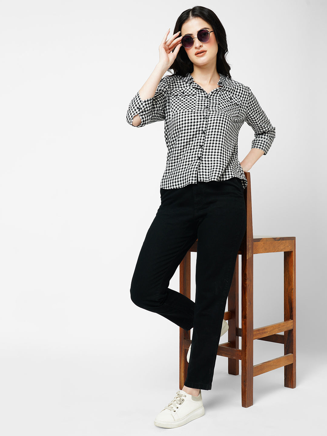Women Black Mid-Rise Trousers