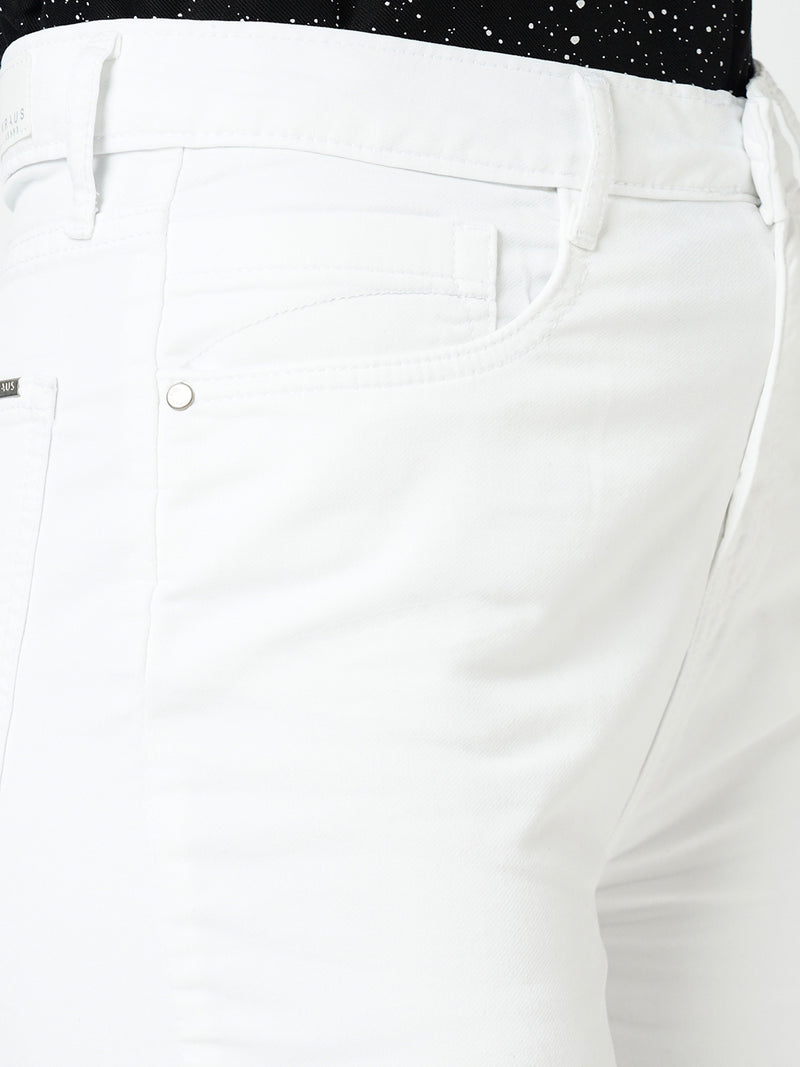 Women White K5031 High Rise Wide Leg Jeans