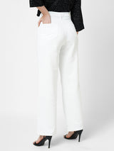 Women White K5031 High Rise Wide Leg Jeans