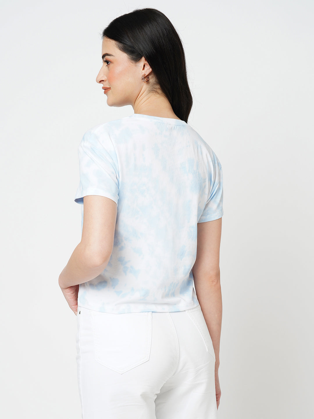 Women Sky Tie Dye Crop Tees