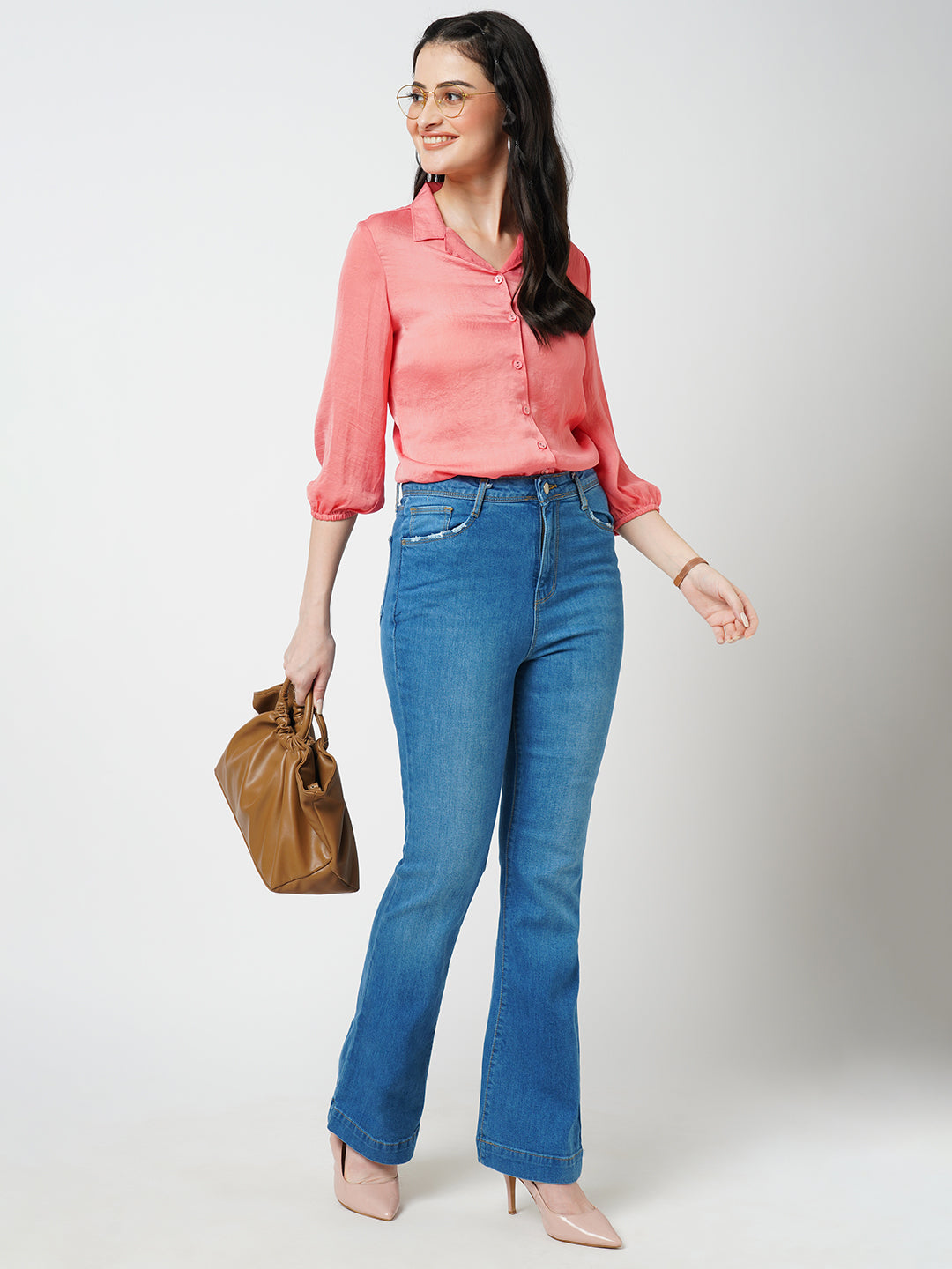 Blue High-Rise Mini Flare Jeans