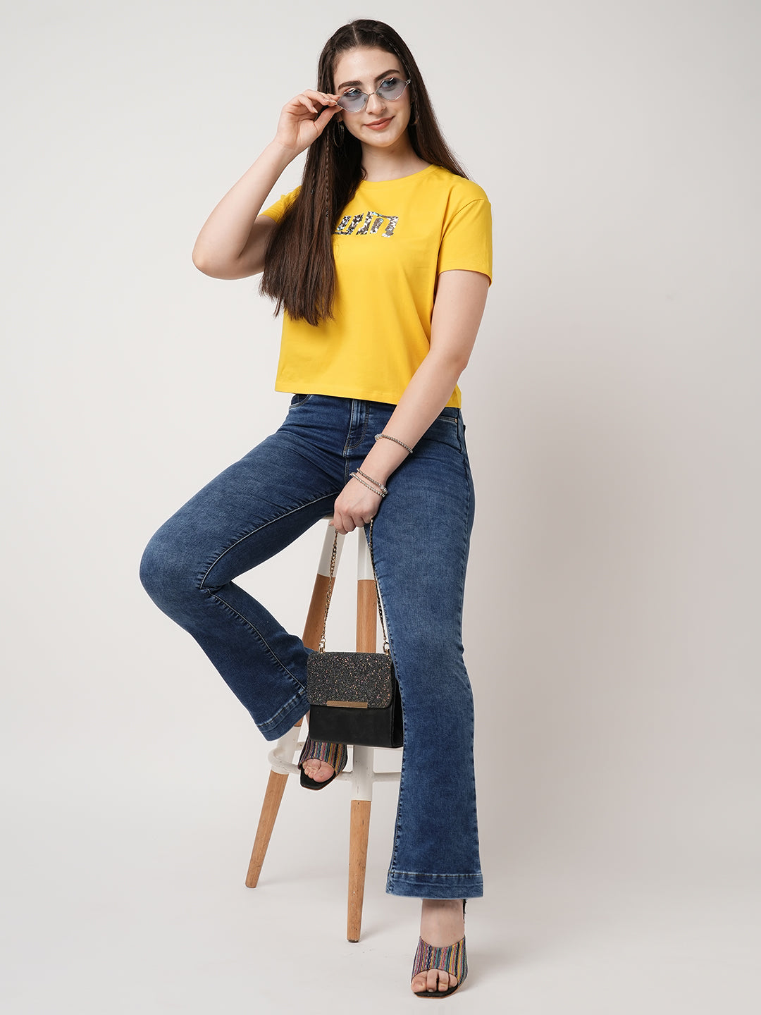 Women Blue High-Rise Flare Jeans