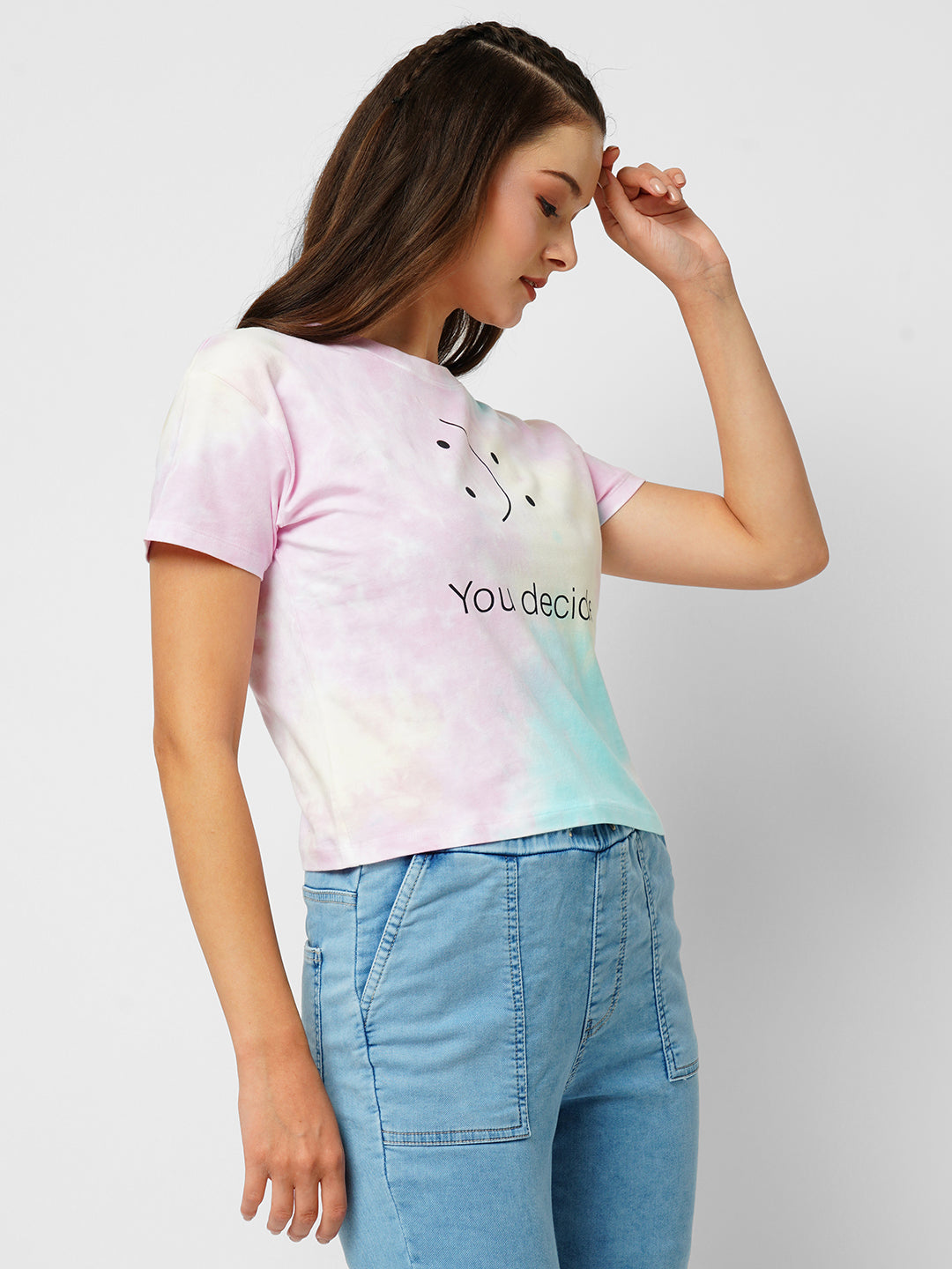 Women Multi Tie Dyed Printed Short Sleeves T-Shirts