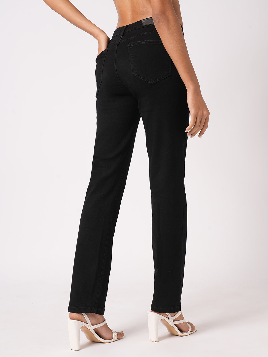 Women Black High-Rise Slim Straight Fit Jeans