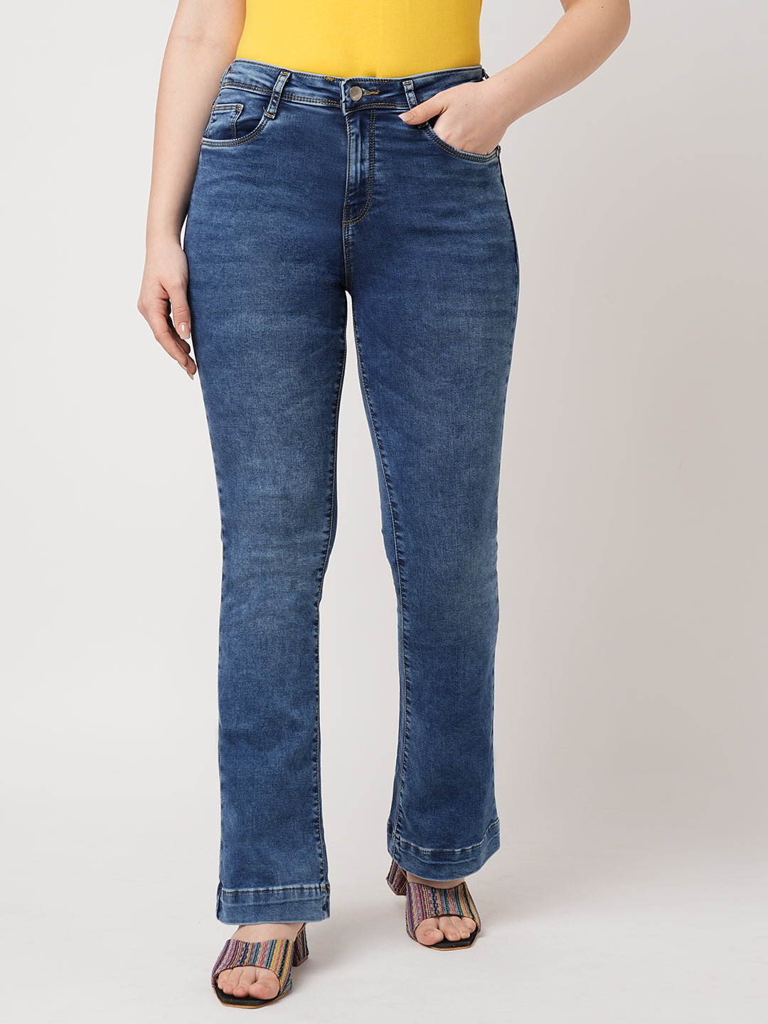 Women Blue High-Rise Flare Jeans