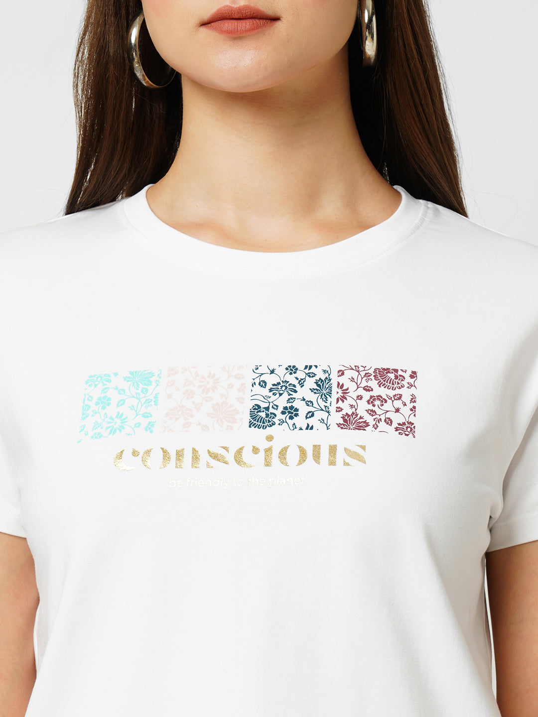Women White Crop T-Shirt