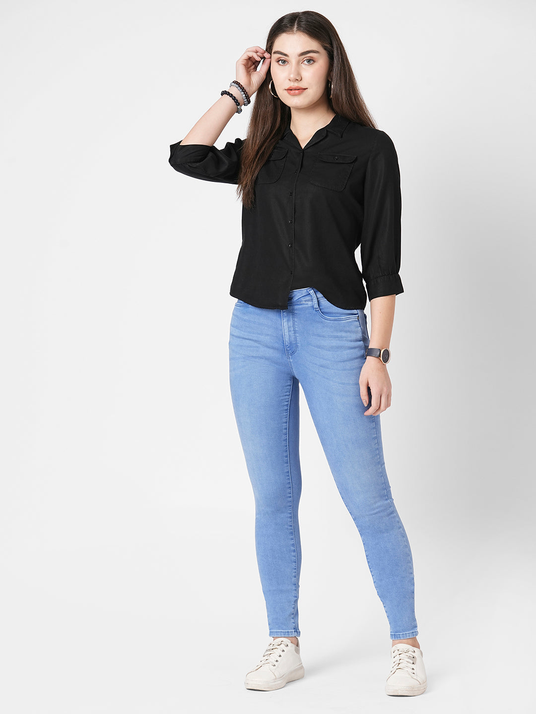 Women Black Solid Shirt