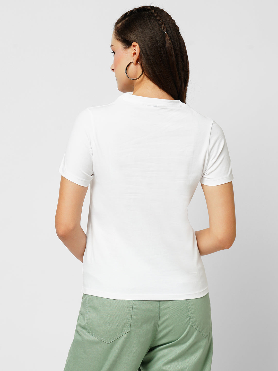Women White Printed Slim T-Shirt