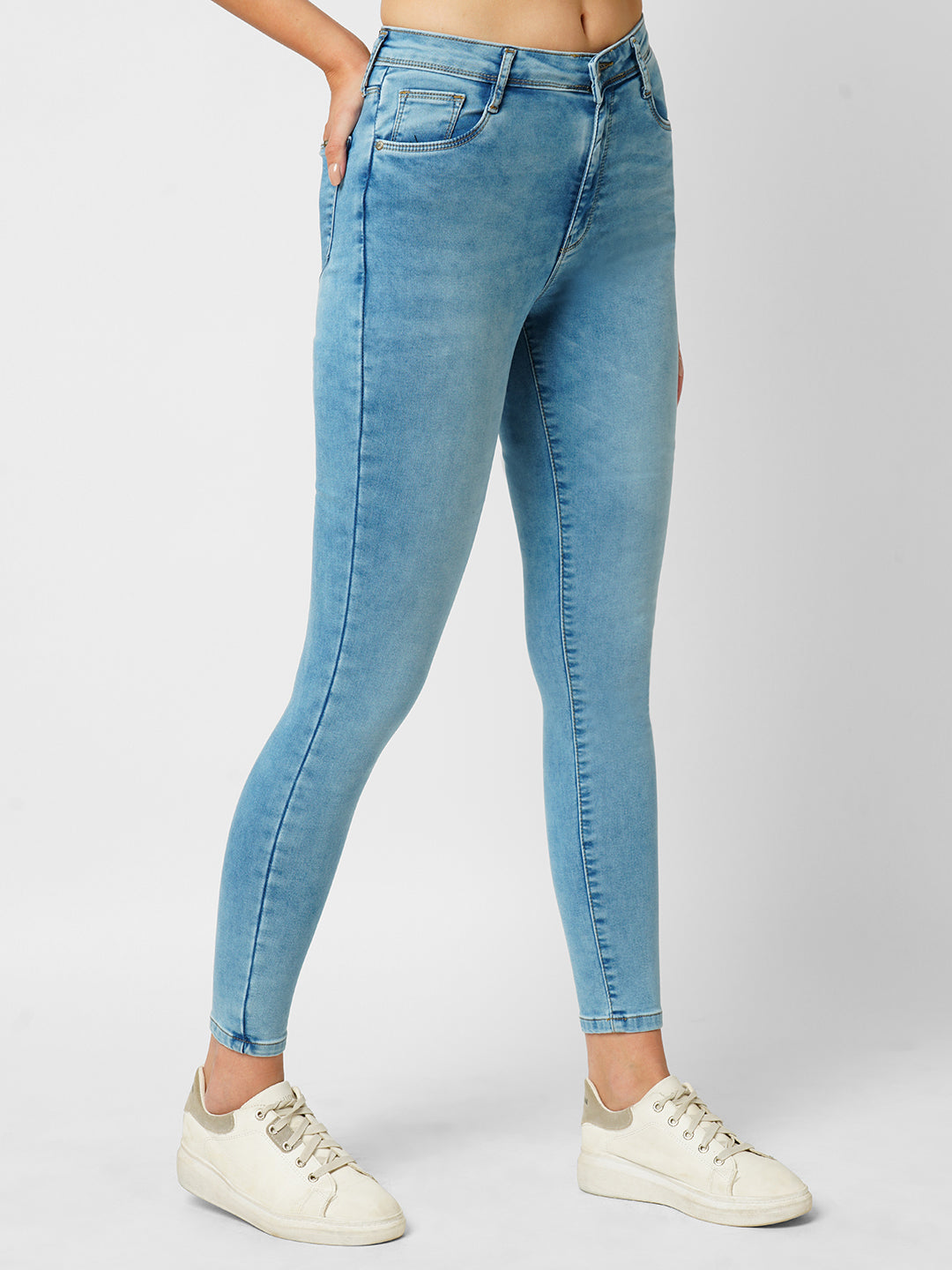 Women Light Blue High-Rise Skinny Jeans