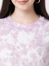 Women Lilac Tie & Dye Tie & Dye Short Sleeves Tshirts