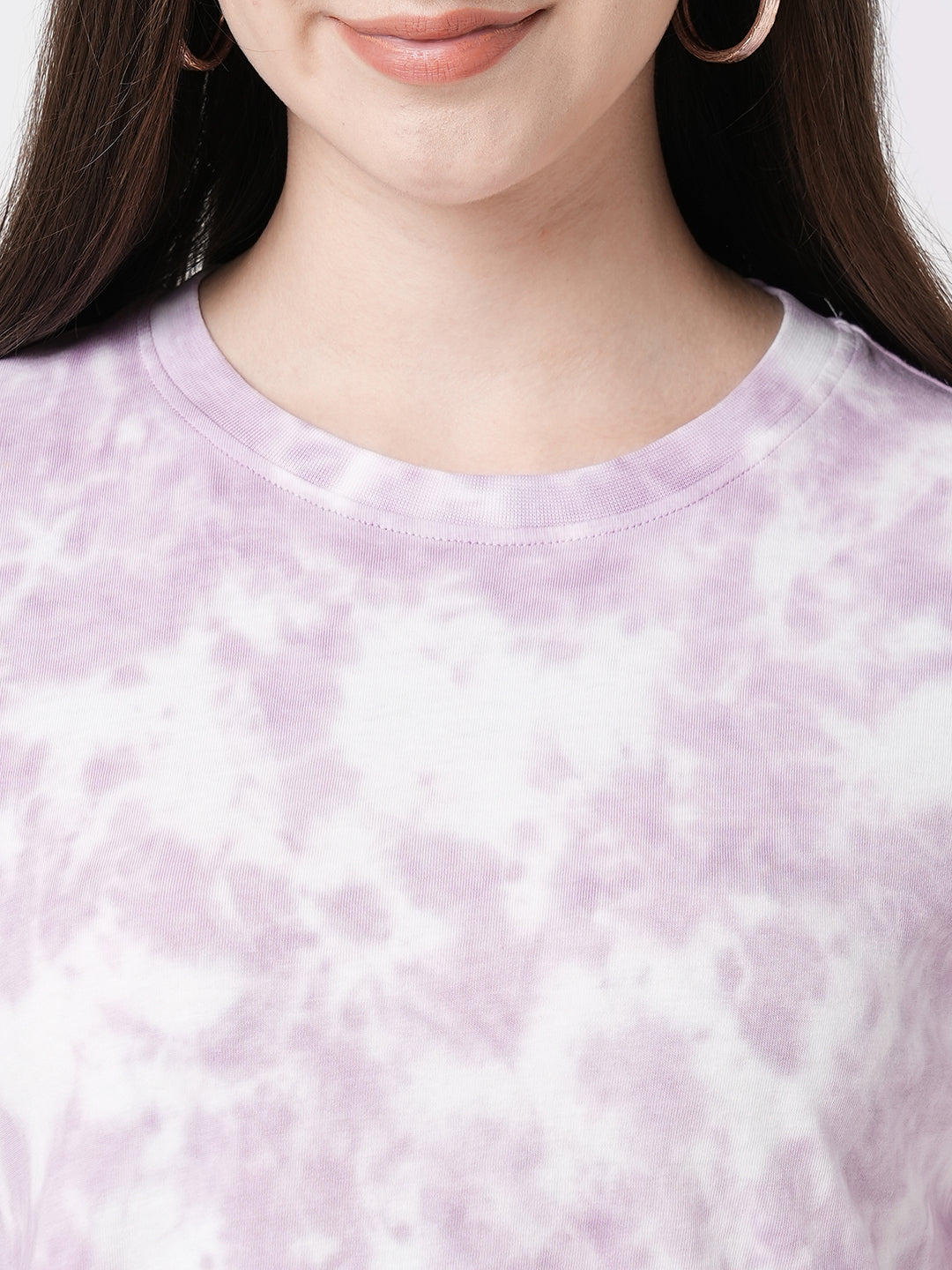 Women Lilac Tie & Dye Slim T-Shirt