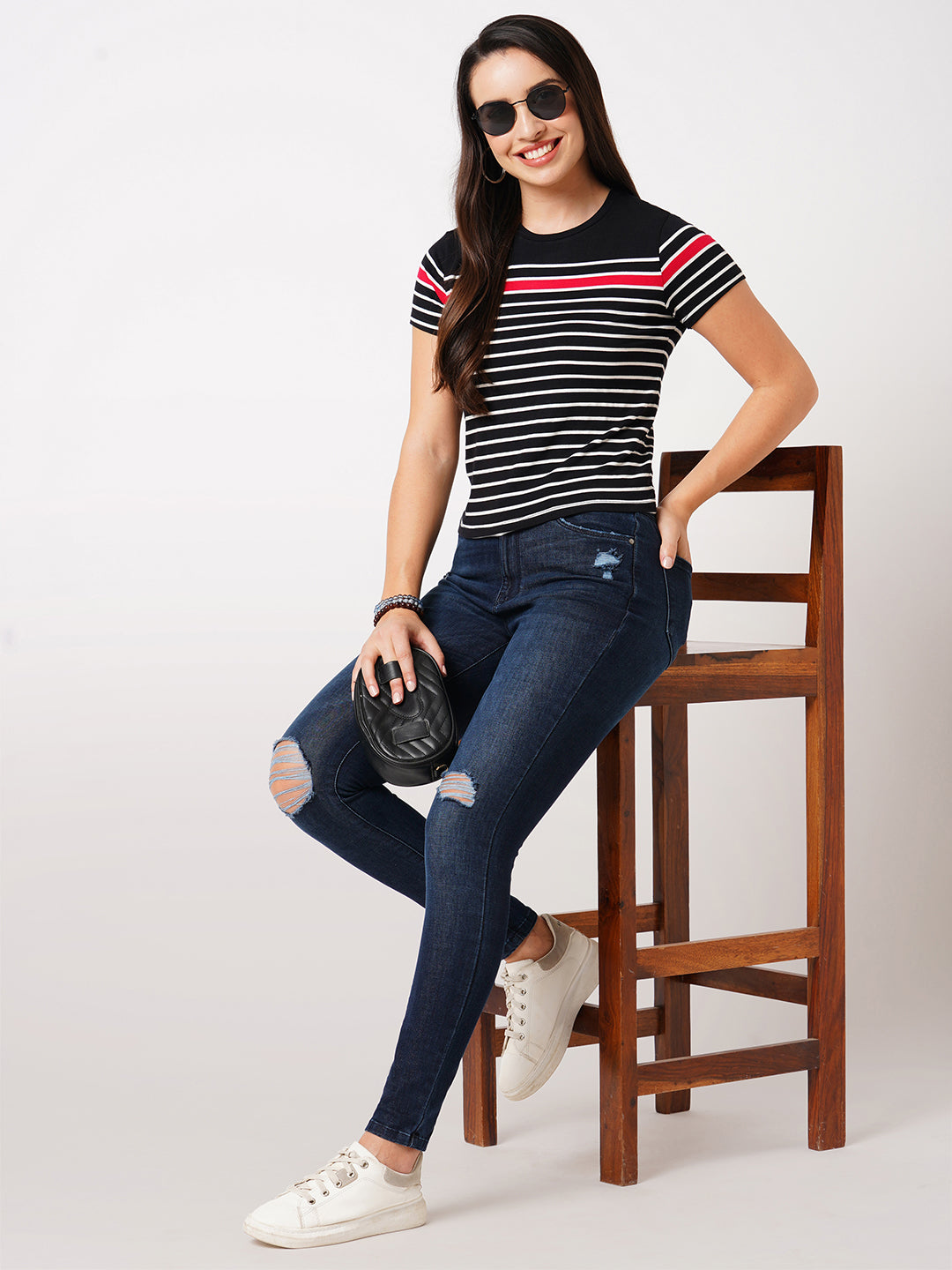 Women Dark Blue Sky High Skinny Jeans