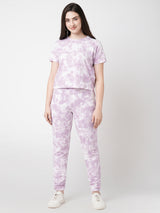 Women Lilac Tie & Dye Tie & Dye Short Sleeves Tshirts