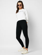 Women Off White Printed Three-Quarter Sleeves T-Shirts