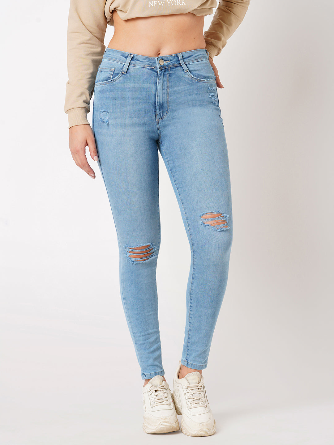 Women Light Blue Super High-Rise Super Skinny Jeans