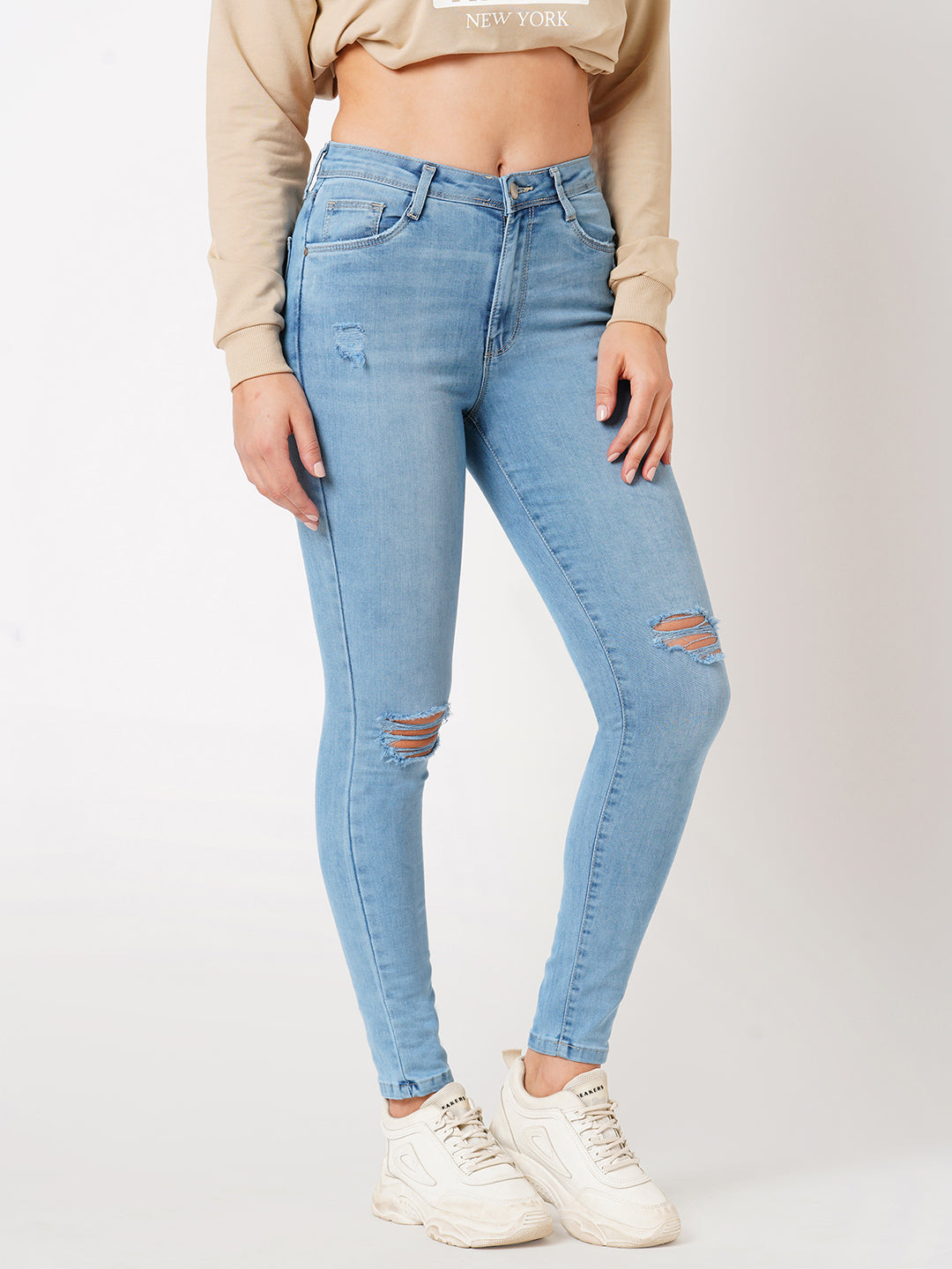 Women Light Blue Super High-Rise Super Skinny Jeans