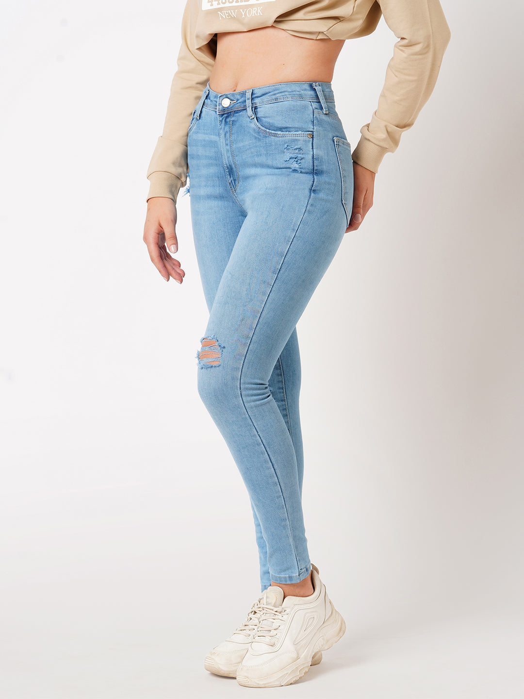 Women Light Blue Super High-Rise Super Skinny Jeans