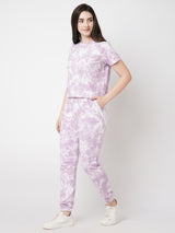 Women Lilac Tie & Dye Tie & Dye Short Sleeves Tshirts