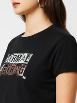 Women Black Printed Short Sleeves T-Shirts