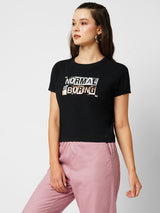 Women Black Printed Short Sleeves T-Shirts