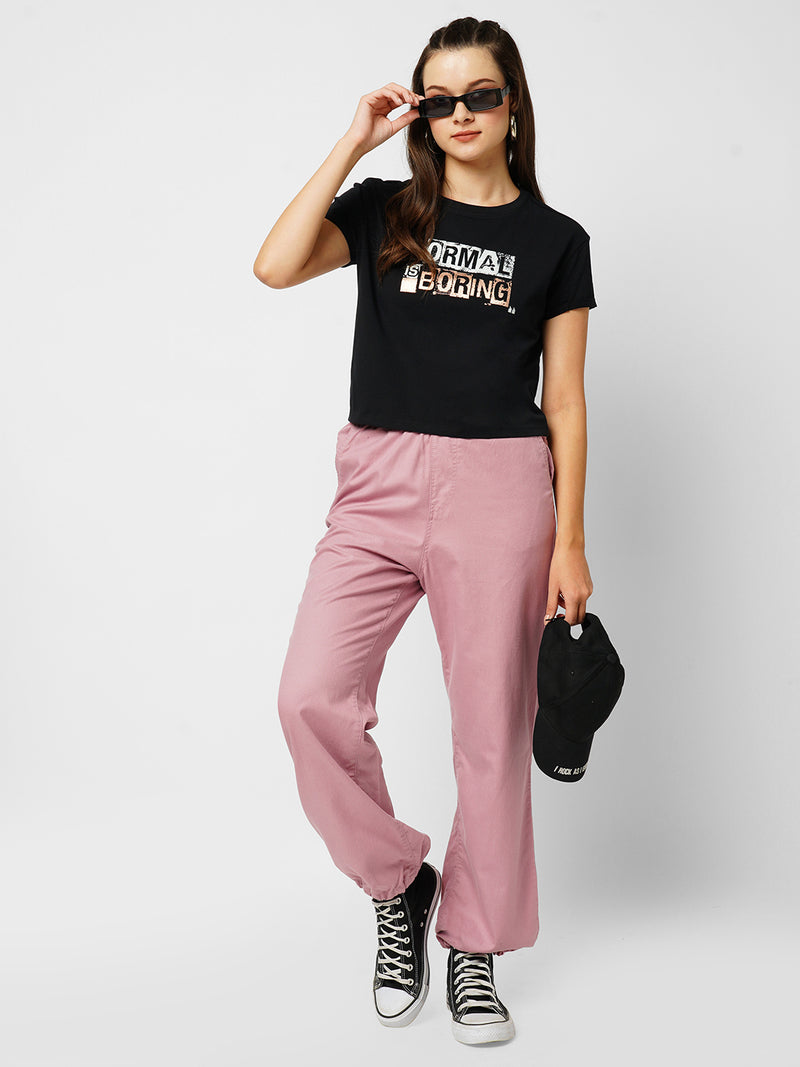 Women Black Printed Short Sleeves T-Shirts