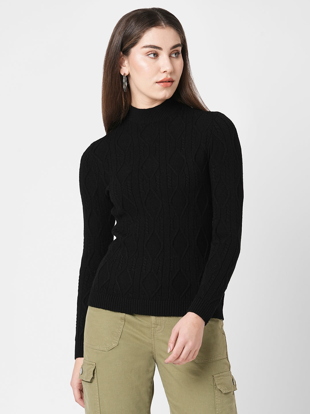 Women Black Slim Sweater