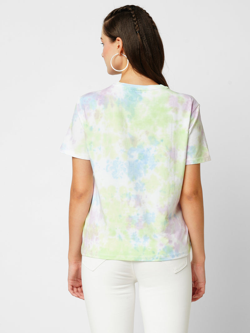 Women Leafy Tie Dye Tie & Dye Short Sleeves T-Shirts