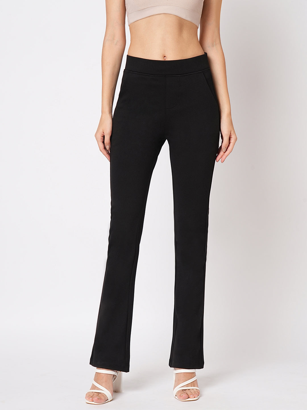 Women High-Rise Mini Flare Treggings