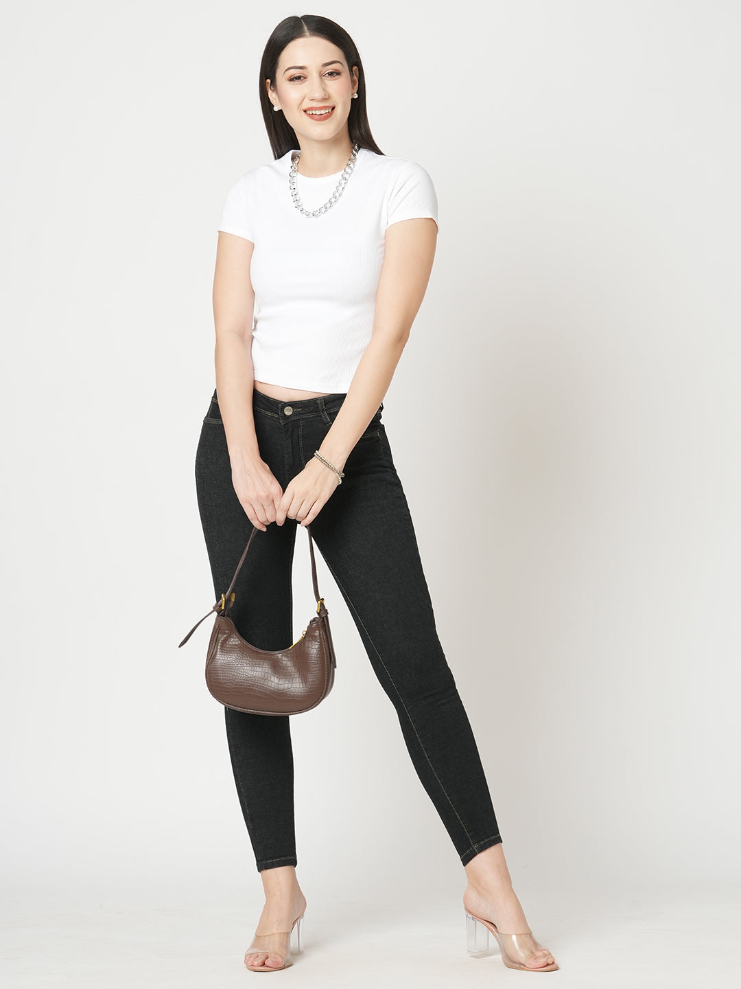 Women White Solid T-Shirt