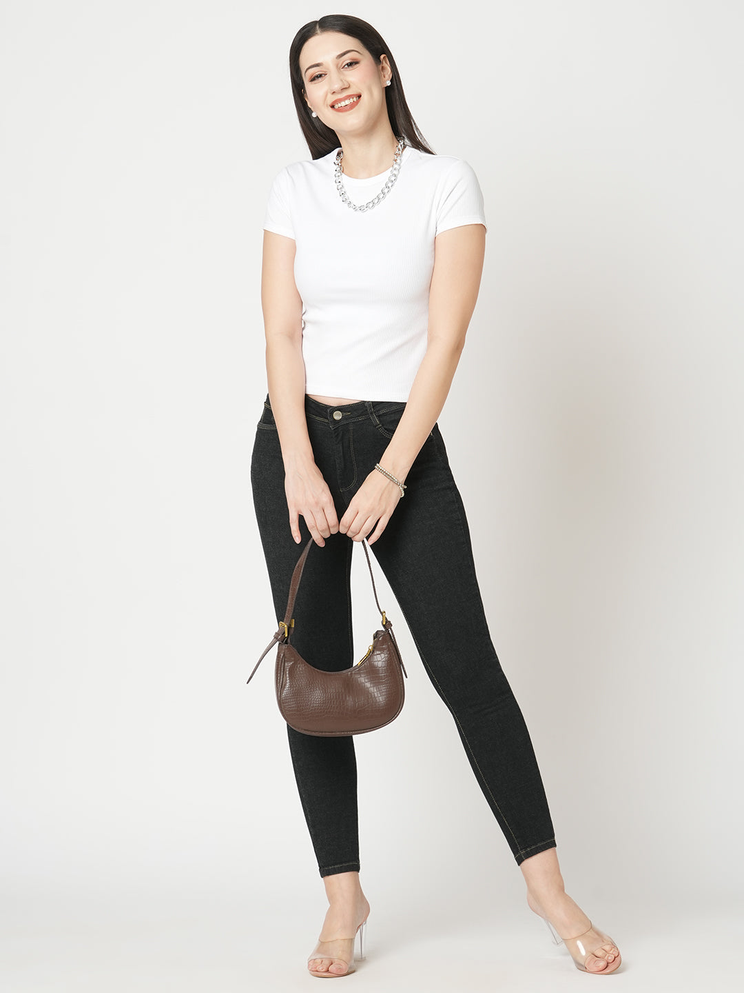 Women Charcoal Black High-Rise Skinny Jeans