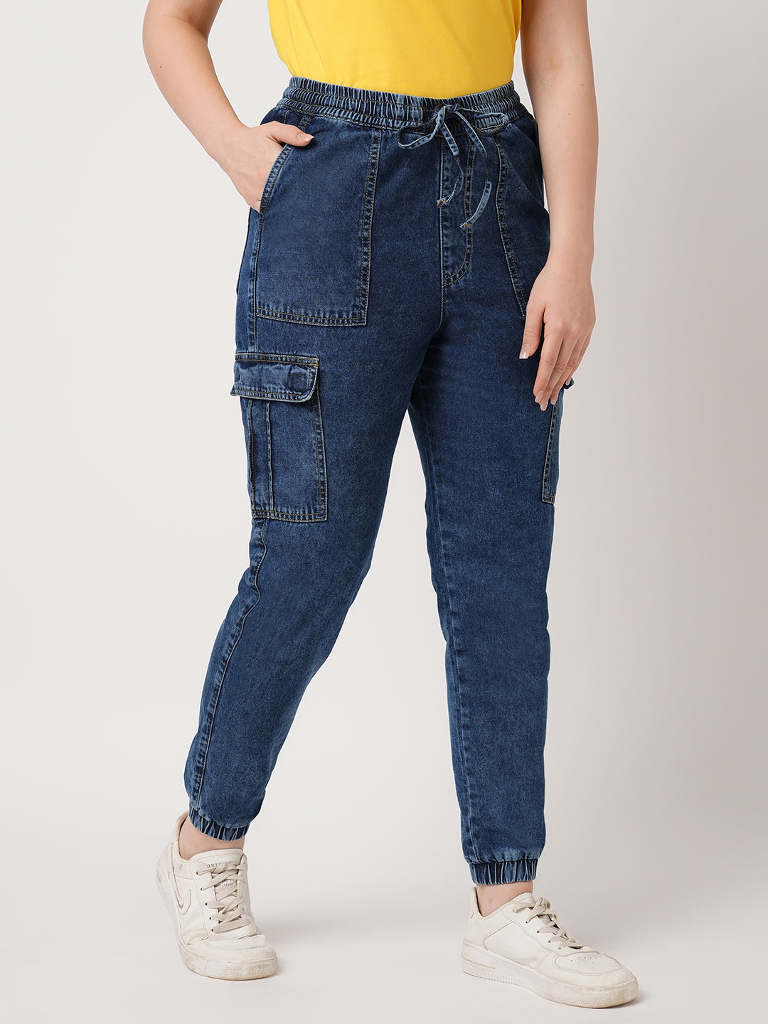 Women Blue Mid-Rise Skinny Joggers