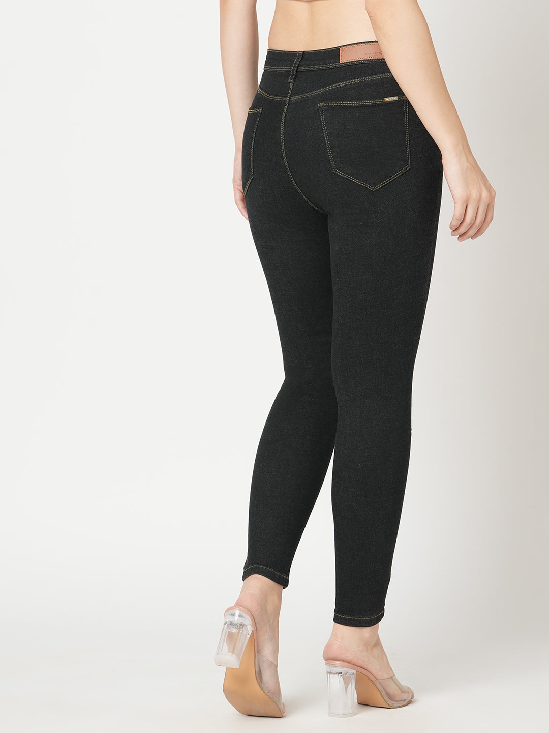 Women Charcoal Black High-Rise Skinny Jeans