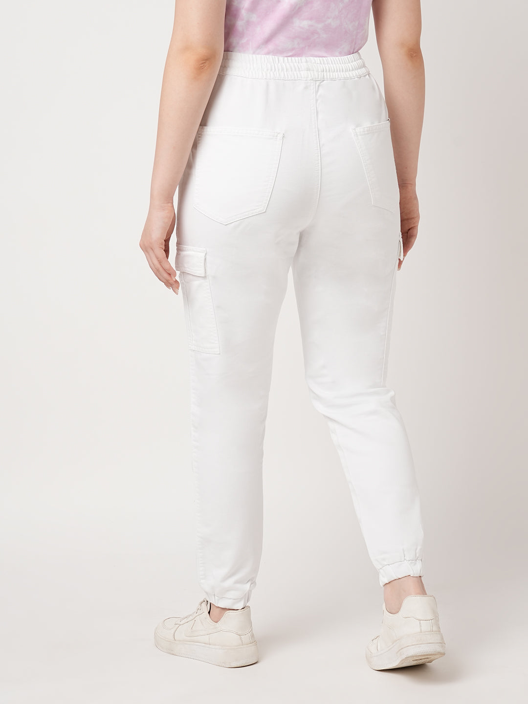 Women White Mid-Rise Joggers