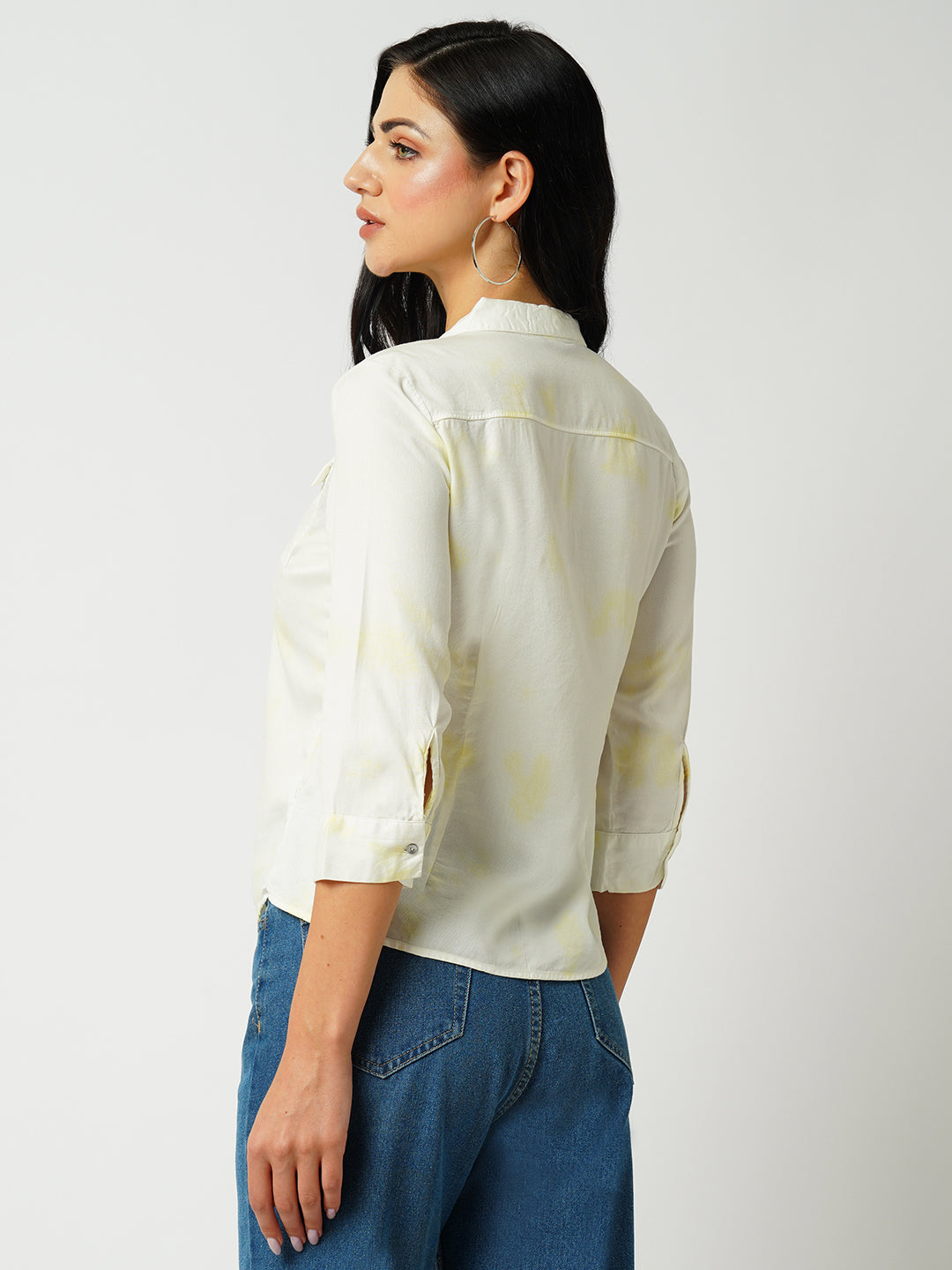 Women Lime Tie-Dye Slim Shirt