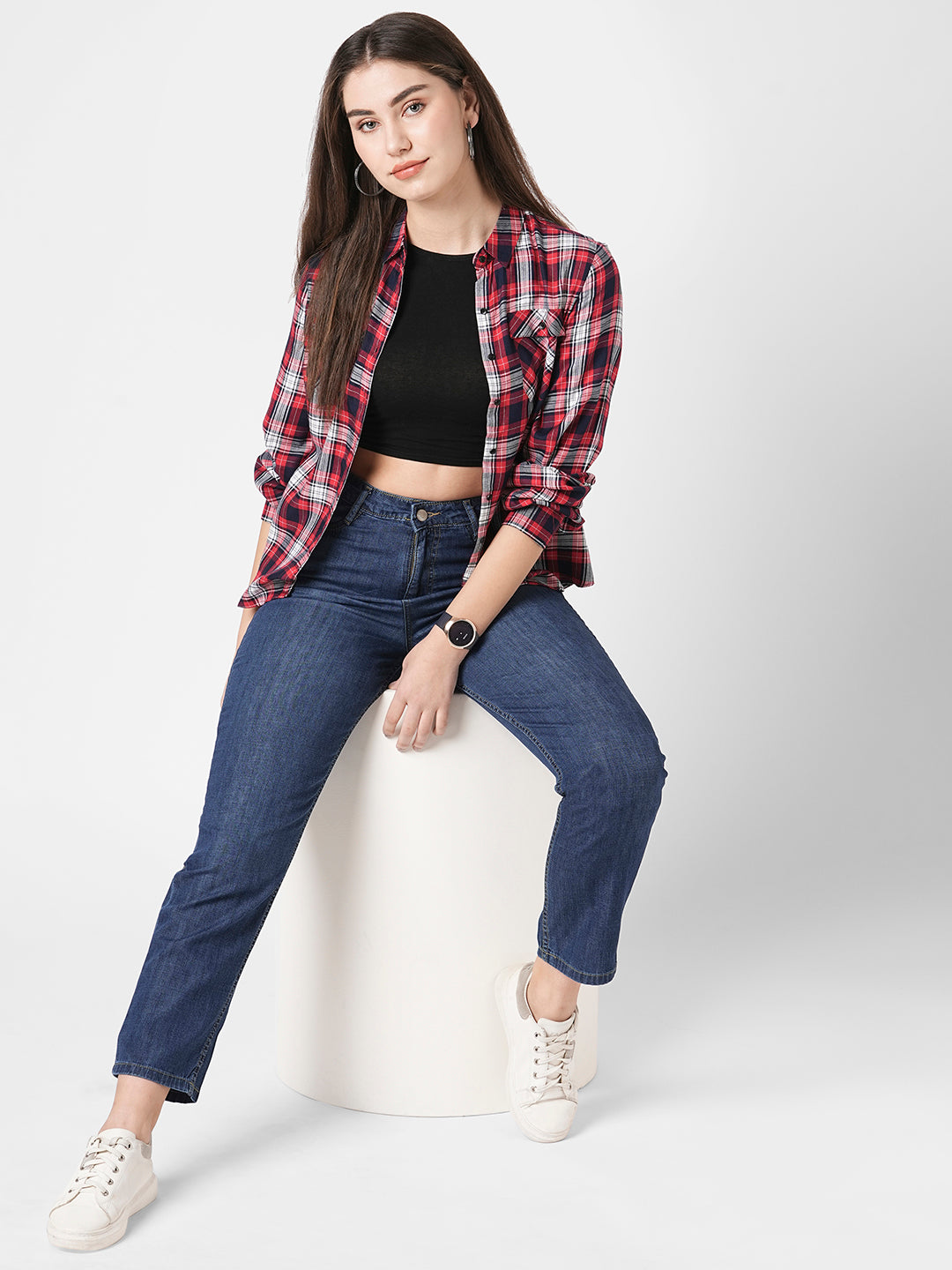 Women Blue High-Rise Mom Fit Jeans