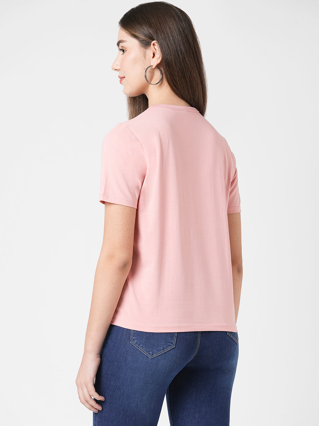 Women Peach Graphic Tees