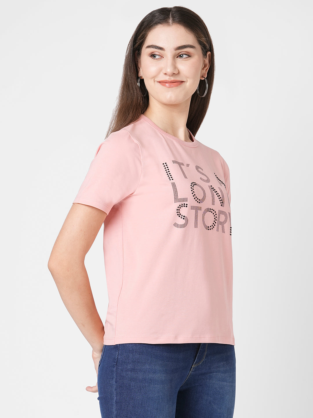 Women Peach Graphic Tees