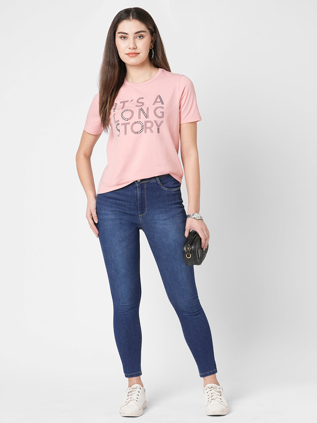 Women Peach Graphic Tees