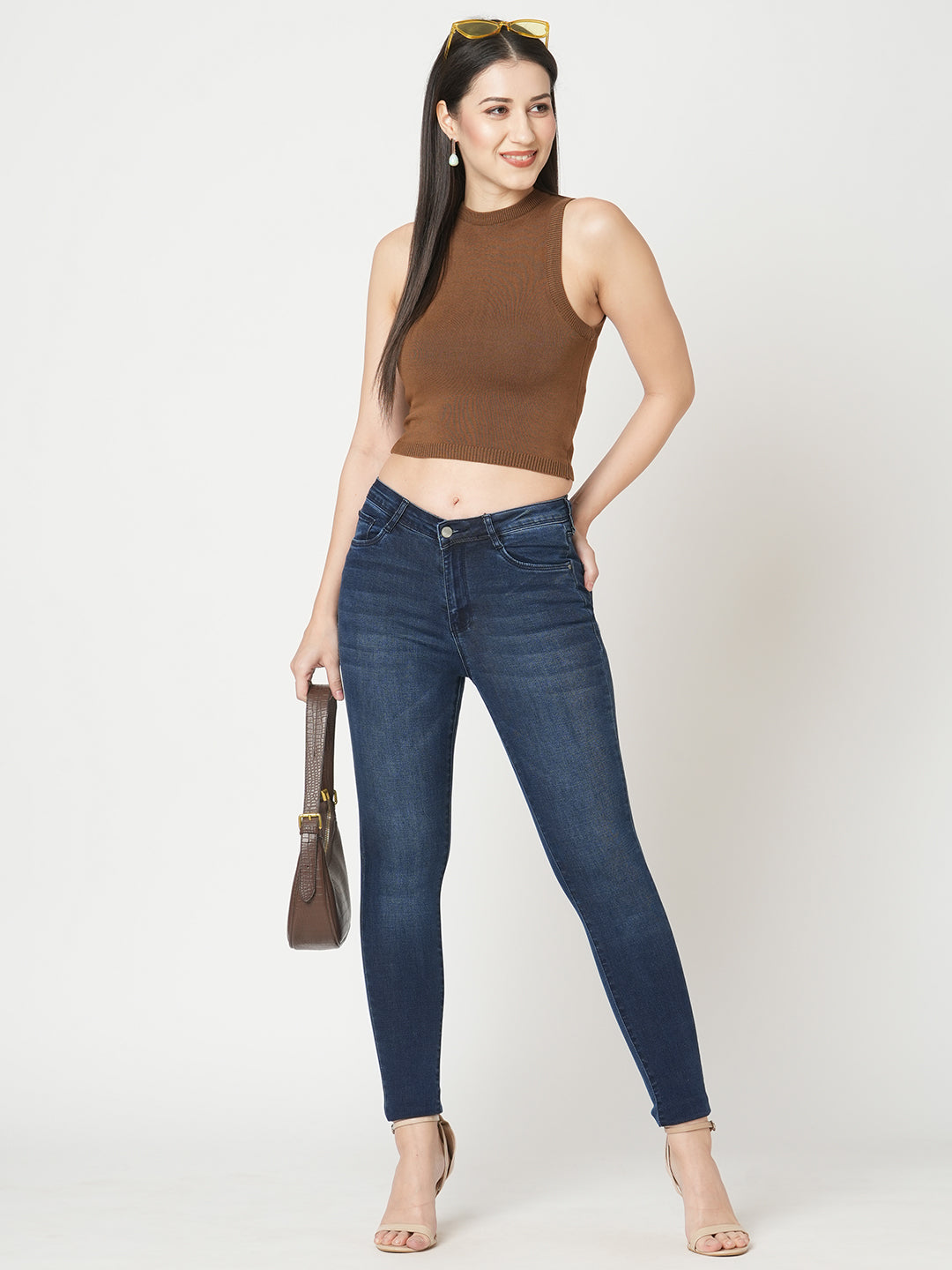 Women Dark Blue High-Rise Skinny Jeans