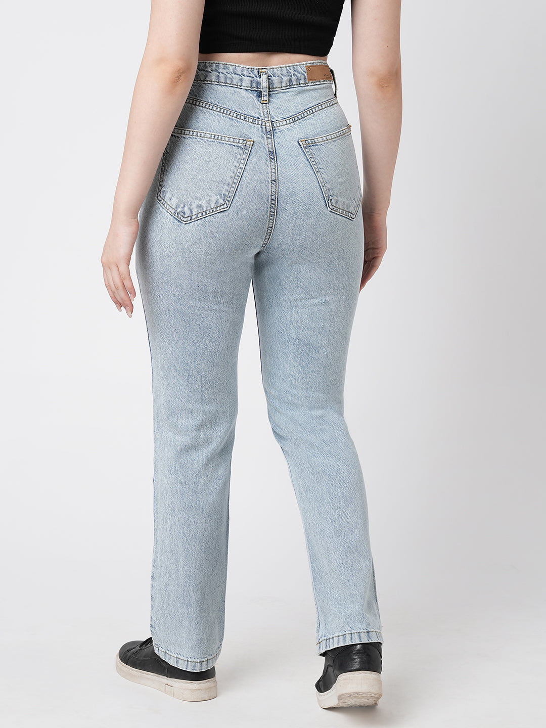 Women Light Blue Slim Straight Jeans