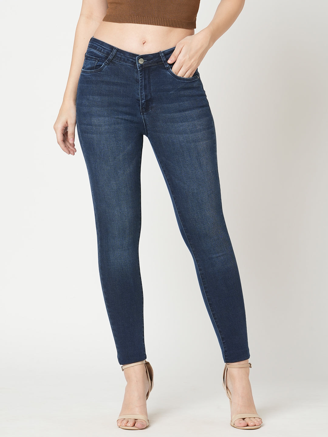 Women Dark Blue High-Rise Skinny Jeans