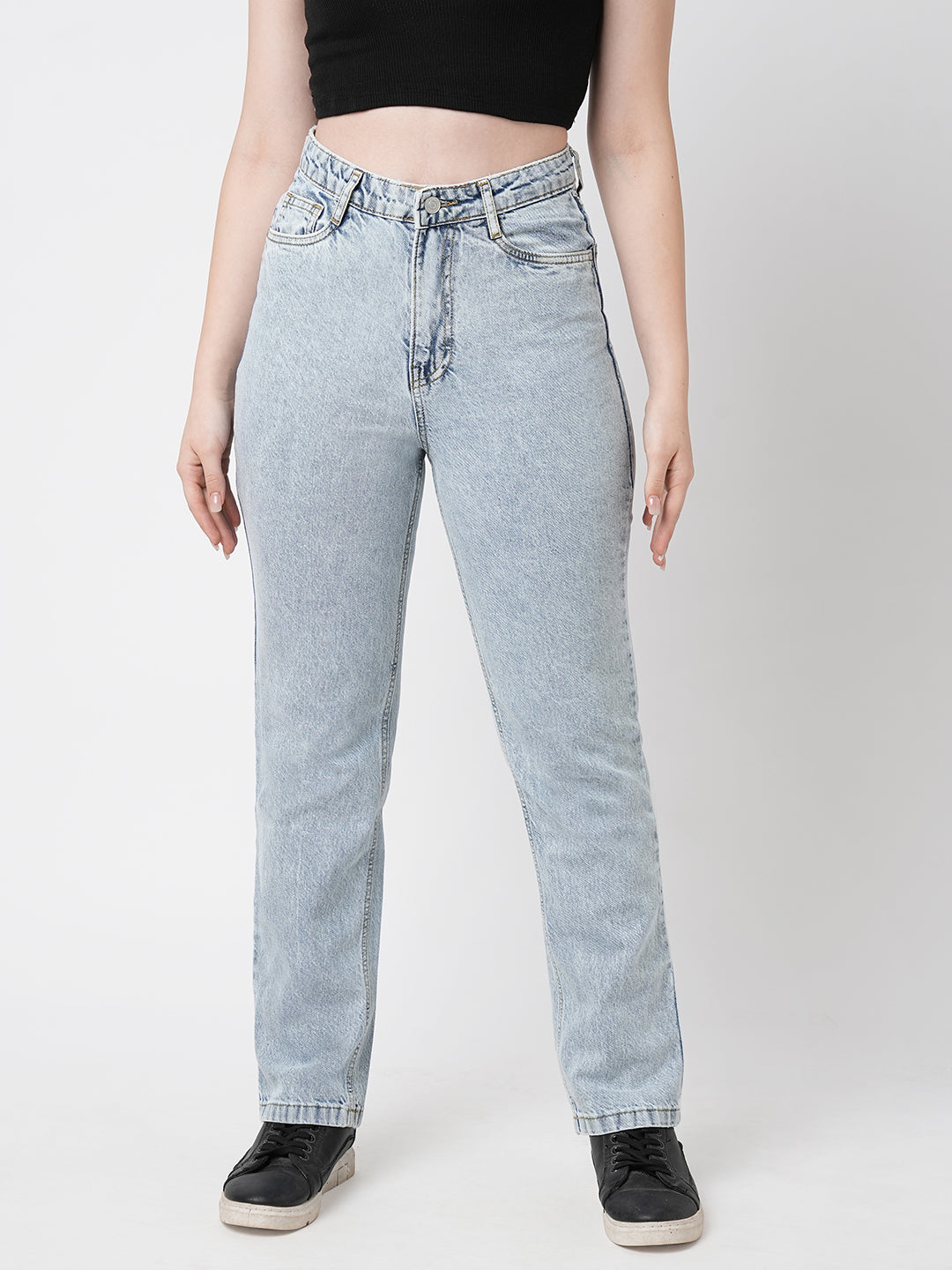 Women Light Blue Slim Straight Jeans