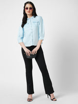 Women Black High Rise Mini Flare Jeans Tregging