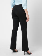 Women Black High Rise Mini Flare Jeans Tregging