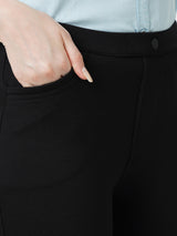 Women Black High Rise Mini Flare Jeans Tregging