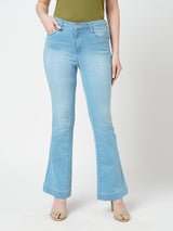 Women Light Blue K5094 High Rise Mini Flare Jeans