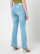 Women Light Blue K5094 High Rise Mini Flare Jeans